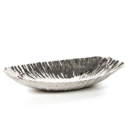 Hosley Elegance Redefined Silver Finish Decor Tray Bowl, 13.6 Inches Long Versatile and Chic Centerpiece for Serving, Floral Arrangements, and Stylish Home Decor - size: 14.37" Long x 1 count