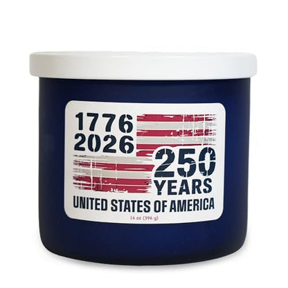 Colonial Candle 250th Anniversary Scented Jar Candle, 3 Wick, 14 oz, 60H Burn - Made in The USA - color: 250th Anniversary