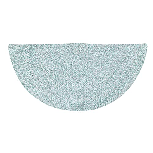 Super Area Rugs Farmhouse Braided Rug Cotton Kitchen Reversible Carpet Turquoise & White, 20" X 40" Half Circle - color: Turquoise & White, size: 1'8" x 3'4" (Semicircular)