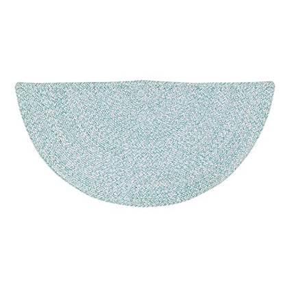 Super Area Rugs Farmhouse Braided Rug Cotton Kitchen Reversible Carpet Turquoise & White, 20" X 40" Half Circle - color: Turquoise & White, size: 1'8" x 3'4" (Semicircular)