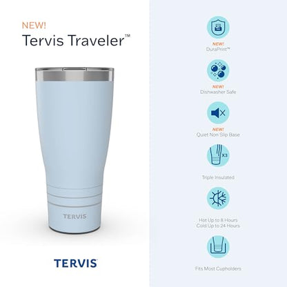 Tervis Traveler Inkreel Butterfly Wing Triple Walled Insulated Tumbler Travel Cup Keeps Drinks Cold & Hot, 30oz, Stainless Steel | Thermos Travel Mug, Insulated, 18/8 Stainless, Quiet Base, BPA-Free, Dishwasher Safe, Fits Most Cupholders, Gifts under $50