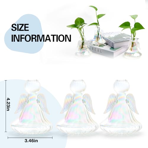 XXXFLOWER Plant Propagation Station Angel Glass Terrarium | Plant Starter Vases for Plant Cuttings Set of 3 Flower Vase for Hydroponics Plants Gifts for Plant Lovers Office Desk Decor - size: 3 Angel