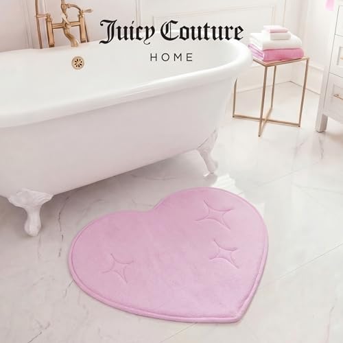 Juicy Couture Quilted Memory Foam Bath Mat, 24" x 26" Heart Shaped Pink Skid-Resistant Bath Rug - color: Shaped Heart Pink, size: 2' x 2'2" (Heart)