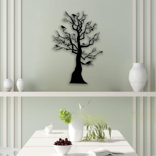 OPTYBVFD Trees Branches Birds Metal Wall Decor - Farmhouse Room Decor Wall Art Home Decor for Living Room, Bedroom, Dining Room, Bathroom, Office, Courtyard, Outdoor (Black)