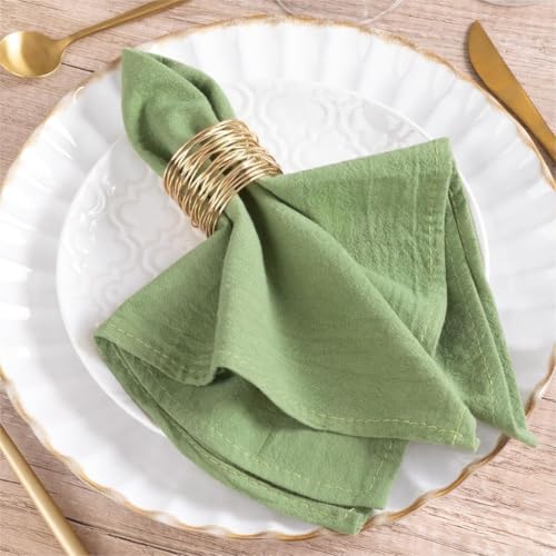 Sage Green Cotton Linen Cloth Napkins Boho Rustic Dinner Napkins Cloth | 16"×16",Set of 8 Cloth Napkins Bulk,Washable Dinner Napkins for Wedding Party Baby Bridal Shower Birthday Table Decor - color: Sage Green, size: 16" x 16" (Set of 8)