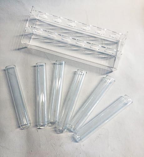 Modern Minimalist Desktop Plant Propagation Station w/ 6 Extra Large Glass Test Tubes in Clear Acrylic Stand - Hydroponic Plant Cuttings Bud Vase for Office Home Garden Decor Terrarium