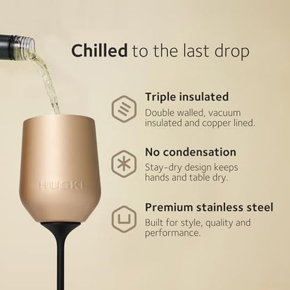 Huski Wine Tumbler 2.0 | NEW | Award-winning Design with Detachable Stem | Premium Stainless Steel Wine Glass with Lid | Triple Insulated Tumbler | 12oz Capacity | Great Gift (Stone Grey) - color: Stone Gray
