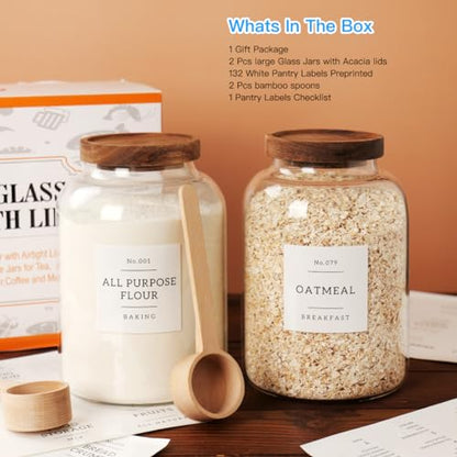 CZSZYGHBAO 2 PCS Large Glass Jar with Airtight Lid, Glass Food Storage Jars for Tea,Spice,Cereal, Egg,Flour,Coffee and More(70 FL OZ/2000 ml) - color: 2000ml