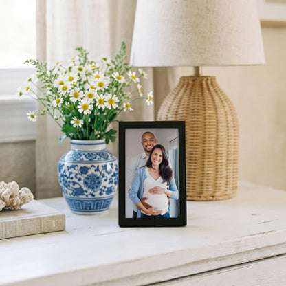 Americanflat 3x5 Picture Frame - Slim Molding - Black | Wall or tabletop display with included easel, secure turn-tab backing, fits photos, posters and art - color: Black, size: 3x5