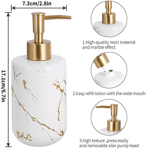 Cream Bathroom Accessories Set Complete, 4 Pcs Ceramic Bathroom Decorations Accessories Sets Includes Lotion Dispenser, 2 Tumblers and Soap Dish for Bath Decor, Countertop Vanity Organize
