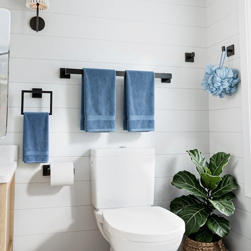 Luxbaro 10-Pieces 24 Inch Matte Black Bathroom Accessories, Wall Mounted | SUS304 Stainless Steel Black Towel Bar Set, Bathroom Hardware Set, Bathroom Towel Holder Set - size: 26 Inch (10 Pieces)