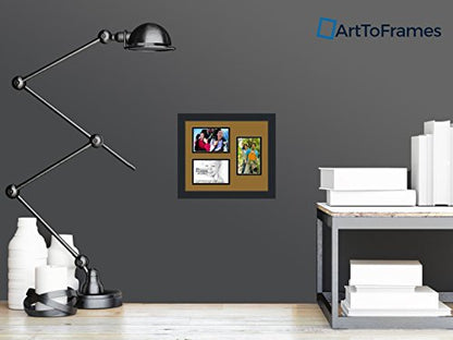 ArtToFrames Collage Photo Frame Double Mat with 3-4x6 Openings and Satin Black Frame - color: El Dorado, size: 3 - 4x6
