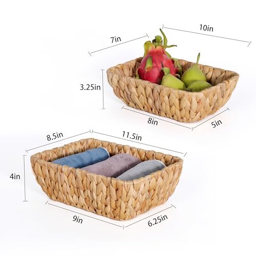 Small Wicker Baskets for Organizing 2 Pack, Hand Woven Baskets for Storage, Towels and Toilet Paper Organization, Woven Gift Basket,Countertop Baskets Set for Organizing