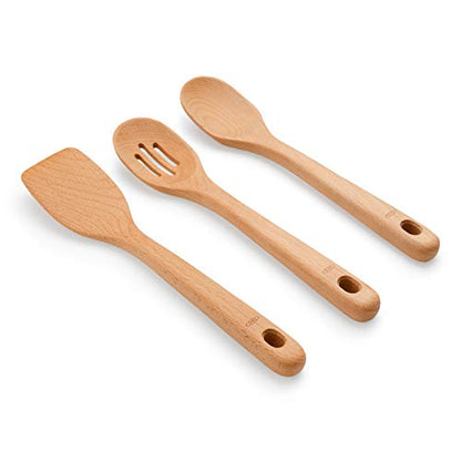 OXO Good Grips Wooden Utensil Set for Cooking, 3-Piece | Solid Beechwood Spoon, Slotted Spoon, And Turner, Heat-Resistant, Comfortable Non-Slip Grip, Everyday Cooking - style: Utensil Set