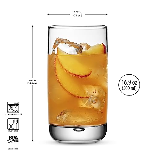 Set of 4 Highball Glasses 16 Oz Collins Cocktail Drinking Glass Cups, Bubble Base Glassware for Water, Juice, Cocktails, Beer Pint Glasses, Modern Basic Tumblers. - style: Straight