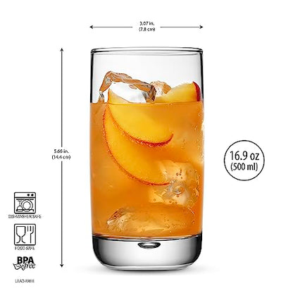Set of 4 Highball Glasses 16 Oz Collins Cocktail Drinking Glass Cups, Bubble Base Glassware for Water, Juice, Cocktails, Beer Pint Glasses, Modern Basic Tumblers. - style: Straight