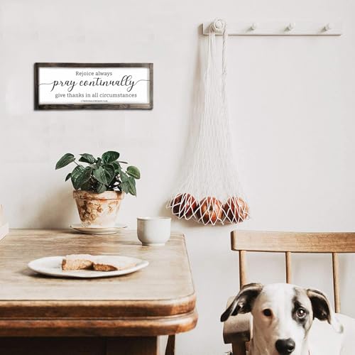 Dazingart Farmhouse Bible Verse Wood Sign, Rejoice Always Pray Continually Give Thanks In All Circumstances Print, Rustic Christian Wall Art Decor Framed Scripture Sign (pray) - color: pray