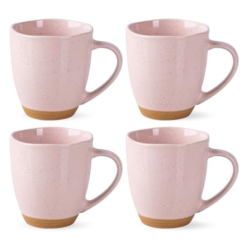 AmorArc 12oz Coffee Mugs, Ceramic Coffee Mugs set of 4 for Man, Woman, Dad, Mom, Modern Coffee Mugs with handle for Latte/Cappuccino/Milk/Cocoa. Dishwasher&Microwave Safe, Cloud Pink - color: Cloud Pink, size: Set of 4