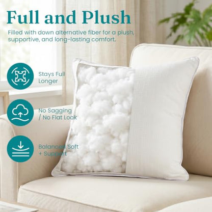 Oubonun Beige 12x24 Lumbar Pillow Inserts Set of 2 – Full Fluffy Down Alternative Rectangular Throw Pillow for Couch Sofa Bed, Soft Decorative Lumbar Cushion with Cross Pattern, Machine Washable - size: 12×24Inch