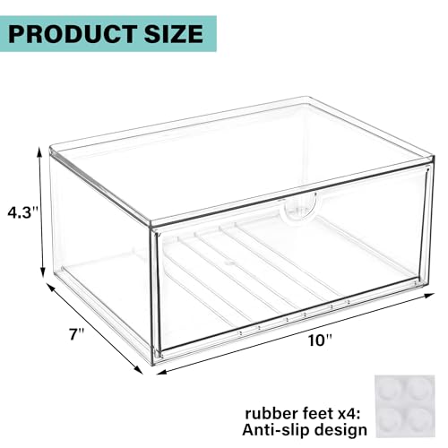 Prsildan Acrylic Makeup Organizer Stackable Clear Storage Drawers for Baby Bottles Desk Organizers for Countertop Vanity Nursery Adjustable Modular System for Cosmetics Jewelry - size: Stackable-1 Drawer