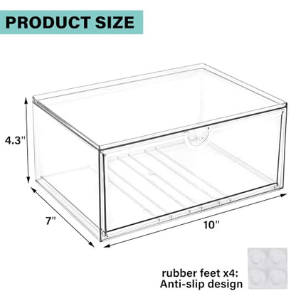 Prsildan Acrylic Makeup Organizer Stackable Clear Storage Drawers for Baby Bottles Desk Organizers for Countertop Vanity Nursery Adjustable Modular System for Cosmetics Jewelry - size: Stackable-1 Drawer