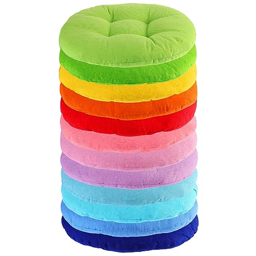 Gerrii 12 Pcs Classroom Floor Cushions 15"x15" Kids Flexible Floor Seating Cushions with Handles Bulk Classroom Chair Pillows for Kindergarten Daycare Nursery(Rainbow Color,Round) - color: Classic Color, style: Round