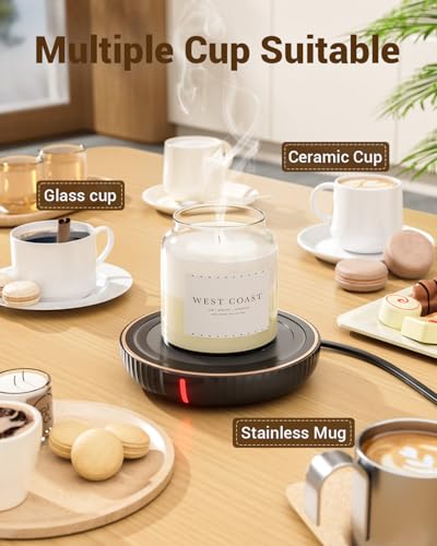 HouseGem Large Candle Warmer Plate - Coffee Cup Mug Warmer for Desk, Candle Melter, Electric Mug Heater for Beverages, Milk & Tea, Coffee Accessories Ideal Gifts Keep Cup Warm (Black) - color: Black
