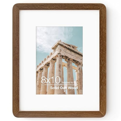 8x10 Solid Oak Wood Photo Frame | 8x10 Picture Frame With Mat For 5x7 | Plexiglas And Hanging Hardware Included | Walnut Wood (1 Pack) - color: Walnut, size: 8''x10''-1P