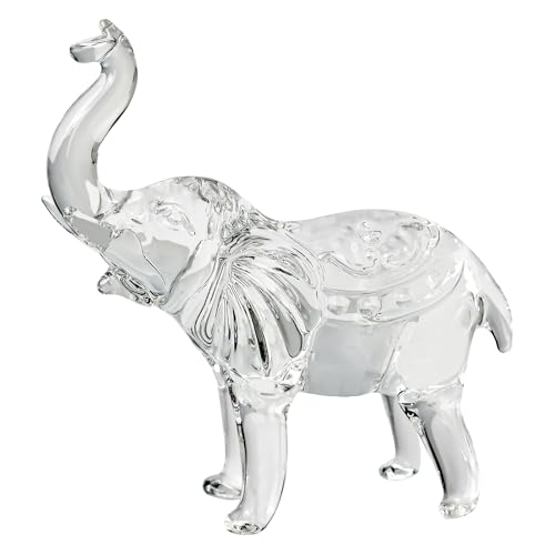 Clear Crystal Elephant Figurines Collectibles, Glass Animals Table Decor Ornament, Elephant Figurine with Trunk Up Gifts for Women - color: Clear