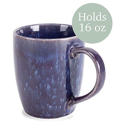 Elanze Designs Reactive Glaze 17 ounce Ceramic Curved Body Mugs Set of 4, Midnight Purple - color: Midnight Purple