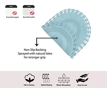 Home Weavers Hampton Crochet Reversible Bathmat 100% Cotton Bathroom Rug, Washable Rug, Extra Soft and Absorbent Bath Rug, Kitchen Mat, 24"x40" Rectangle, Aqua - color: Aqua, size: 2' x 3'4" (Oval)