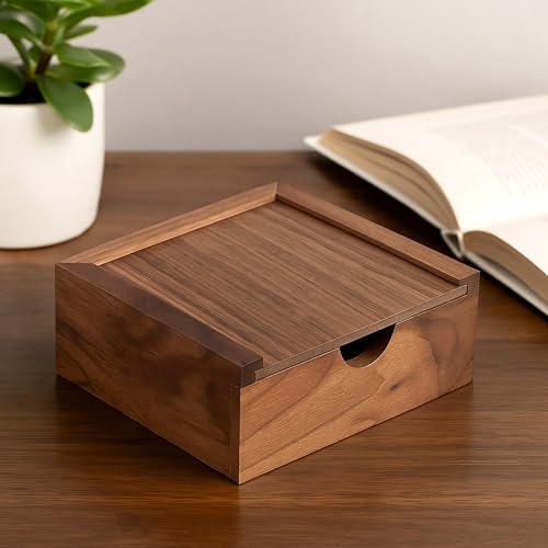 3.7" x 3.7" x 1.6" Inch Walnut Jewelry Box for Rings, Earrings, Keepsakes | Wedding Gift, Elegant Present | Handcrafted Wood Box - color: Walnut Box-XHH-9.5*9.5CM
