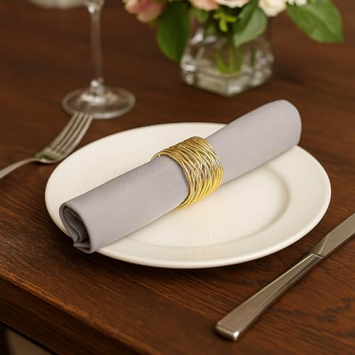 6 PCS Gold Metal Napkin Rings - Elegant Twisted Wire Napkin Holders | Napkin Holders for Dinner Parties, Weddings, and Table Decorations