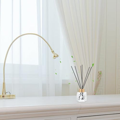 Cabilock 4Pcs Glass Aroma Bottles with Rattan Sticks 2.95 X 2.36 X 1.77 in Decorative Essential Oil Diffuser Set for Home Decor Living Room Spa Meditation Bathroom