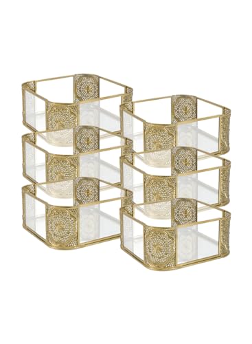 Serene Spaces Living 7" Aurea Mirror Tray, Gold Square Glass Tray - Elegant Decorative Centerpiece for Home, Parties, Weddings, Holidays, Special Occasions, Catchall, Vanity Organizer, Pack of 12 - color: Square Tray, Pack of 12
