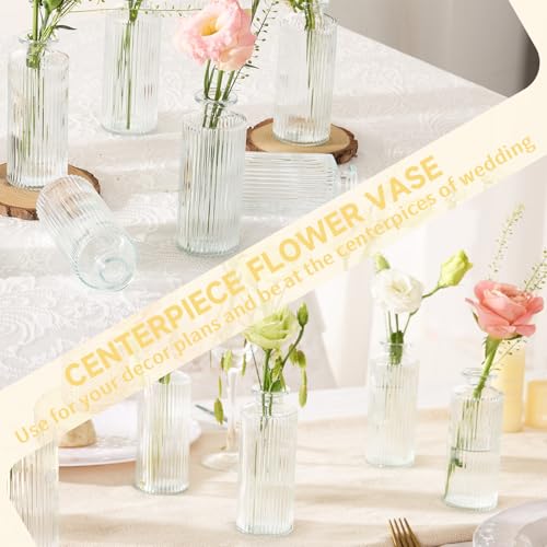 12PCS Mini Bud Vases As Vertical Wedding Centerpieces for Tables,Clear Bud Vases for Flowers,Small Flower Vases Suitable for Birthday Party,Anniversary,Wedding,Baby Shower (Clear-5.2in) - color: 12pcs