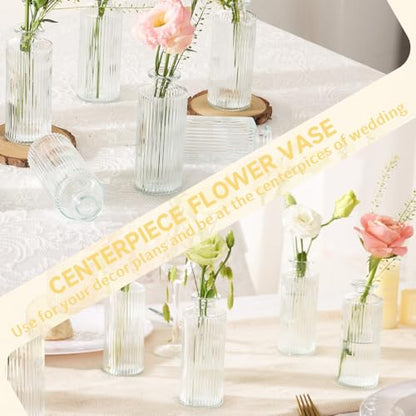 6PCS Mini Bud Vases As Vertical Wedding Centerpieces for Tables,Clear Bud Vases for Flowers,Small Flower Vases Suitable for Birthday Party,Anniversary,Wedding,Baby Shower (Clear-5.2in) - color: 6pcs