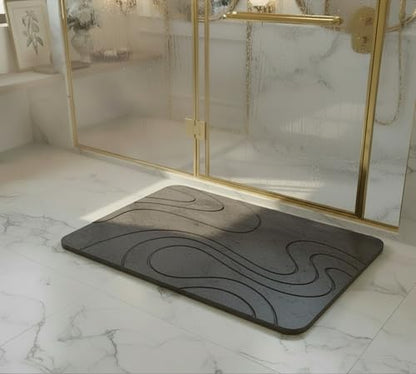 Premium Stone Bath Mat Diatomaceous Earth Ultra Absorbent Quick Drying Easy to Clean Non-Slip Diatomite Stone Bath Shower Mat Ideal for Bathroom Floor (Dark Grey) - color: Dark Grey