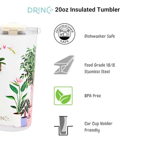 Drinco - 20 oz Stainless Steel Tumbler | Double Walled Vacuum Insulated Mug With Lid, 2 Straws, For Hot & Cold Drinks (20oz Urban Oasis) - color: 20oz Urban Oasis