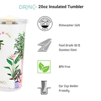 Drinco - 20 oz Stainless Steel Tumbler | Double Walled Vacuum Insulated Mug With Lid, 2 Straws, For Hot & Cold Drinks (20oz Urban Oasis) - color: 20oz Urban Oasis