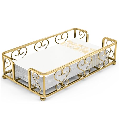 Guest Towel Holder Tray for Bathroom Countertop, Gold Napkin | Guest Bathroom, Powder Room & Vanity Use - color: F- Matt Gold Guest Towel Holder Tray, size: Guest Towel Holder