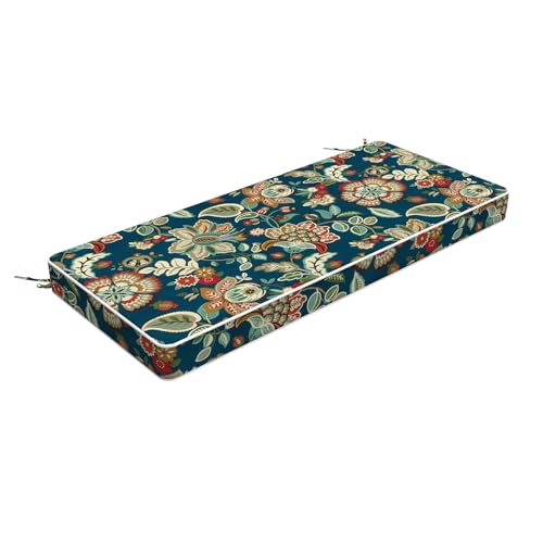 LVTXIII Bench Cushion with Ties, 42x18 Inch Water-Repellent Patio Furniture Cushion, 3" Thick Foam Pad for Outdoor Indoor Window Seat, Porch Swing, Loveseat, Peacock Blue - color: Peacock Blue, size: 42"x18"x3"