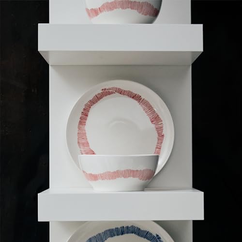 Serax Appetizer Plate | Feast tableware by Ottolenghi | 2 Starter Plates | Stoneware Dinnerware Set in white red | luxury Dishware Set for Dinner at Home, Party, Christmas | Kitchen Sets - size: Starter plate
