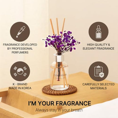 COCODOR Flower Reed Diffuser Set / 3.4oz / April Breeze/Scent Diffuser with Sticks Home Fragrance Reed Diffuser for Bathroom Shelf Decor - size: Flower/3.4Ounce