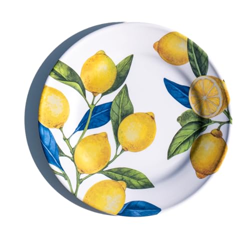 Lemon Orchard 10.5" Dinner Plate, Premium NewWave Melamine, Indoor/Outdoor, Shatter-Resistant, Microwave & Dishwasher Safe Dinnerware for Camping & Outdoor Dining, Yellow, Set of 6 - size: Dinner Plate