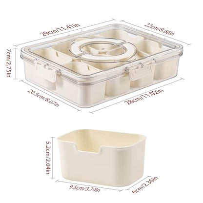 Bandesun Divided Serving Tray with Lid and Handle - Snackle Box Charcuterie Container for Portable Snack Platters - Clear Organizer for Candy, Fruits, Snacks，Nuts - Perfect (Pack of 2) - style: 2 pack compartments small 8pcs