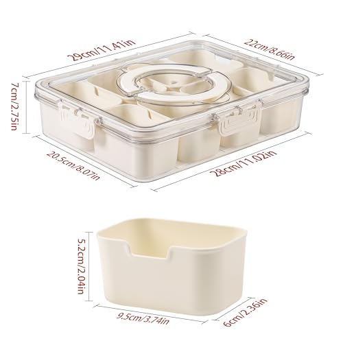 Bandesun Divided Serving Tray with Lid and Handle - Snackle Box Charcuterie Container for Portable Snack Platters - Clear Organizer for Candy, Fruits, Nuts, Snacks - Perfect for Party, Entertaining - style: compartments small 8pcs