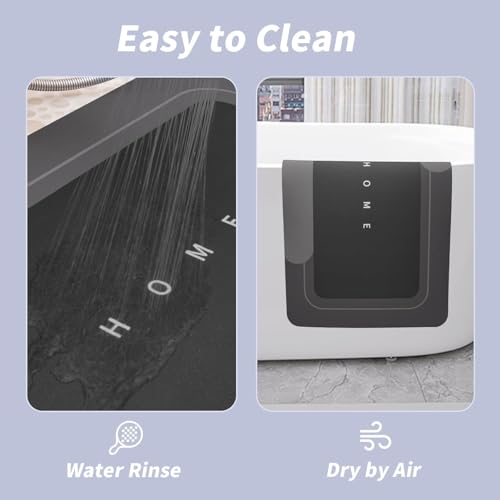 Housego Absorbent Bath Mat, Quick Dry Bath Rug, Non-Slip, 16.93x50 Inch, Black - color: Black, size: 1'5" x 4'2" (Rectangular)