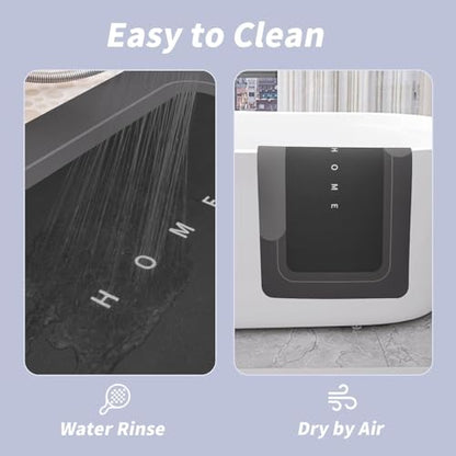 Housego Absorbent Bath Mat, Quick Dry Bath Rug, Non-Slip, 16.93x50 Inch, Black - color: Black, size: 1'5" x 4'2" (Rectangular)
