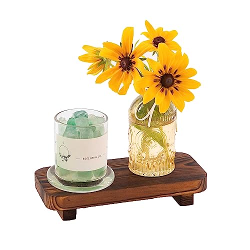 FLYIEE Wood Risers for Decor Display, Bathroom Counter Sink Decor, Dish Soap Tray Wood Tray for Kitchen Counter, Small Wooden Soap Stand, Wood Soap Pedestal, Soap Dispenser Stand Modern Farmhouse